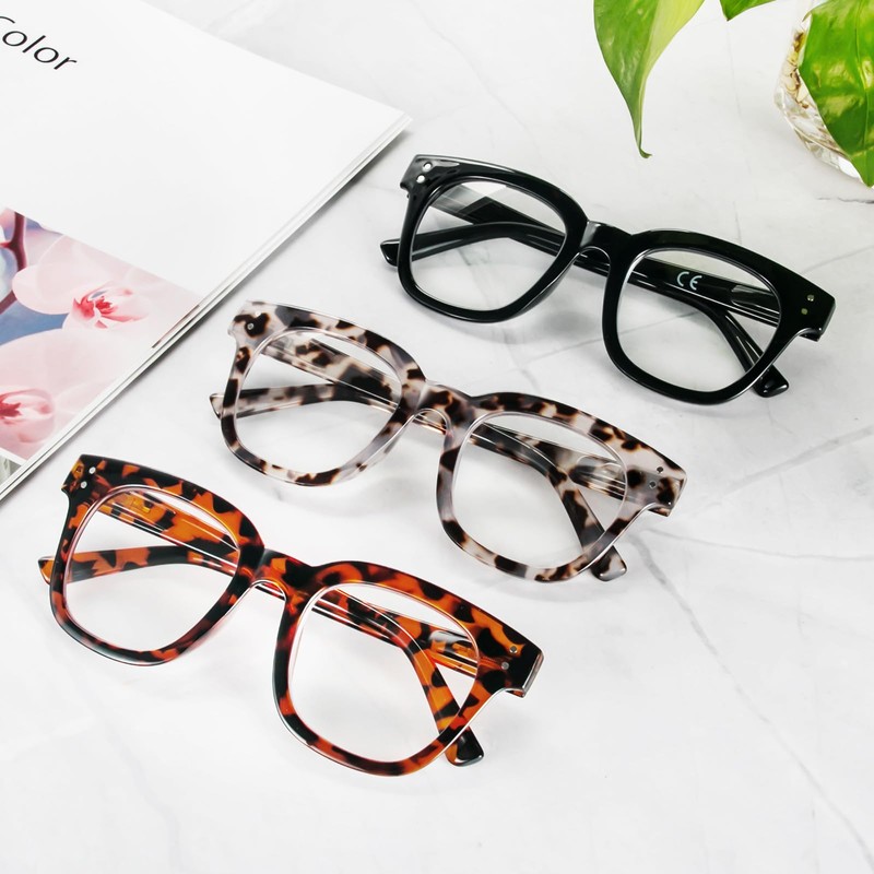 prtcslwd 3 Pack Oversized Reading Glasses for Women Men with