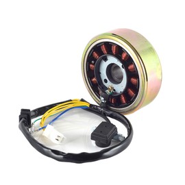 Magneto Stator with Flywheel Rotor Kit 12 Coil 5 Wire Copper DC Stators for GY6 50cc 125cc 150cc 4 Stroke Moped Scooter ATV Quad Go Kart Scooter (GY6 12 Coils DC Stator Flywheel Rotor Kit)