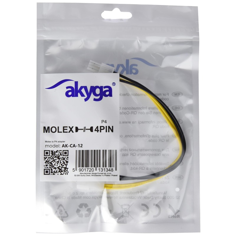 Akyga AK-CA-12 Molex Male to P4 4-Pin Female Adapter Cable