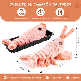 YOMYM Juguetes de Langosta para Gatos y Perros, Juguete Interactivo de Peluche en Forma de Langosta,Juguete de Langosta Floppy para Gatos, Juguete Interactivo para Gato,USB Juguetes para Gatos