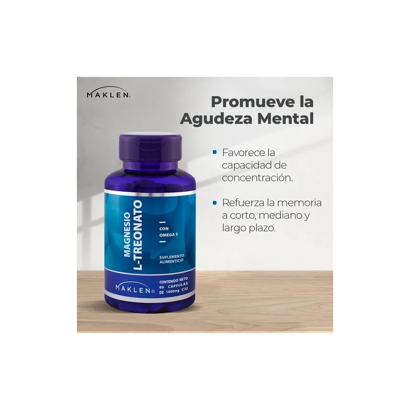 Treonato Magnesio Omega Cápsulas Maklen Sabor