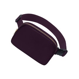 Unisex Fanny Pack for Women Men, 1L Everywhere Mini Belt Bag with Adjustable Strap, Lightweight Nylon Crossbody Bags Small Waist Pouch for Workout Running Traveling Hiking (Dark Purple)