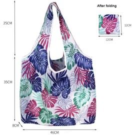 FAVORTALK Foldaway Shopping Bag 2 Pcs Folding Shopping Bags Reusable Water Resistant Shopper Bags for Women Girls Lightweight Strong & Durable Grocery Bags - 8707