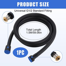 Shower Hose PVC Black, Shower Hose 1.5 m, Flex Hose 1/2 Inch G1/2 Inch Connection, Shower Hose with Twist Protection, Hose Shower with Kink Resistant, PVC Universal Shower Pipe for Bathroom Fittings