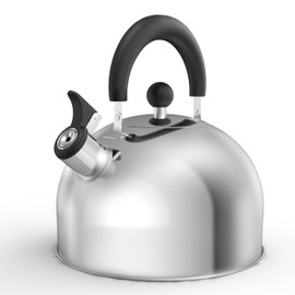 Whistling Stovetop Tea Kettle, 3.2 Quart Stainless Steel Teapot with Cool Touch Ergonomic Handle, Hot Water Fast to Boil, Silver