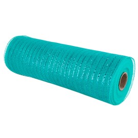 AVANAVA 10 Inch x 10 Yard Metallic Deco Mesh Poly Burlap Ribbon - Metallic Turquoise
