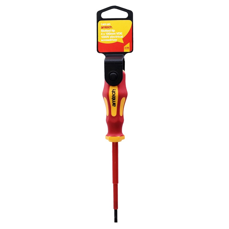 Amtech L0658 4mm x 100mm Slotted VDE 1000V Electrical Screwdriver