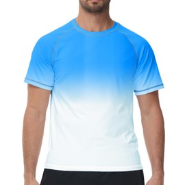 Huayuzh UV Shirt Men's Rash Guard T-Shirt Swimming Shirt UPF 50+ Quick Drying Lightweight Breathable Surfing Hiking Top, 2-gradient colour: white