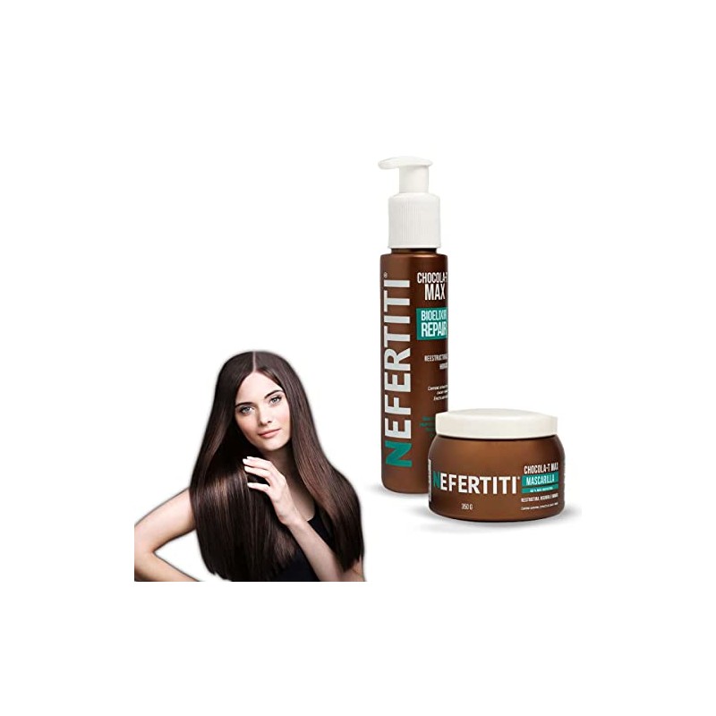 Nefertiti Kit Mascarilla Doble Keratina Bioelixir Nefertiti Chocola-T Max Tratamiento