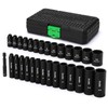 TecoTek 29 Pieces 1/4-Inch Drive Shallow and Deep 12-Point Impact