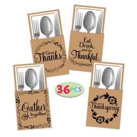 36 Thanksgivng Turkey Cutlery Decorative Utensil Holder for Autumn Fall Harvest Party Favor Supply Dinner Table Decor.