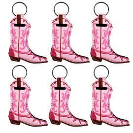 KIDZVEFUN 6 Pcs Lipstick Holder Keychain Bulk for Cowgirls, Bridesmaid Proposal Gifts, Western Cowgirl Boots Lip Balm Lip Gloss Holder Keychain for Women