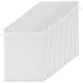 Organza Drawstring Bags, White Gift Bags, Divided Bags, Wrapping, Gift Bags, Petite Bags, Potpourri, Transparent Fabric, Plain, Sachet, Large, Small (15 Transparent Pieces, 20 x 30)