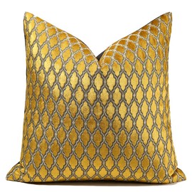 THE-TINOART 22X22Inch Shiny Gold Velvet Throw Pillow Covers Diamond Geometrical Plaid Embroidery Cut Velvet Cushion Case Luxury Modern Decorative Pillow for Couch Sofa Living Room Bedroom Car