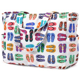 oscaurt Beach Bag Large Tote Bag Women's Handbag Shoulder Bag Beach Bag XXL Family Travel Bag Sports Bag Bath Bag Sauna Bag Gifts for Women, flip flops