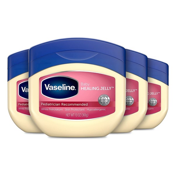 Vaseline 100% Pure Petroleum Jelly, Baby Skin Protectant, 13 Oz,Pack of 4