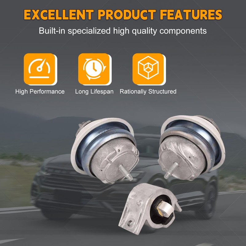 PANGOLIN 3PCS Engine Motor Mount Left Right & Trans Mount
