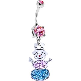 Body Candy Festive Snowman Dangle Belly Ring