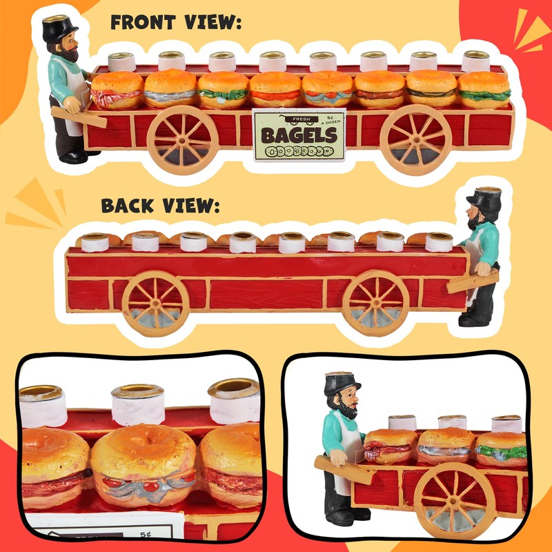 Zion Judaica Bagels and Lox Menorah - Merchant and Sandwiches