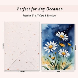 DORADUBO Elegant Blank Inside Greeting Cards with Envelope, 5x7 Inch Watercolor Daisy Cards – All Occasion, Birthday, Sympathy, Thank You, Smudge-Proof Cardstock