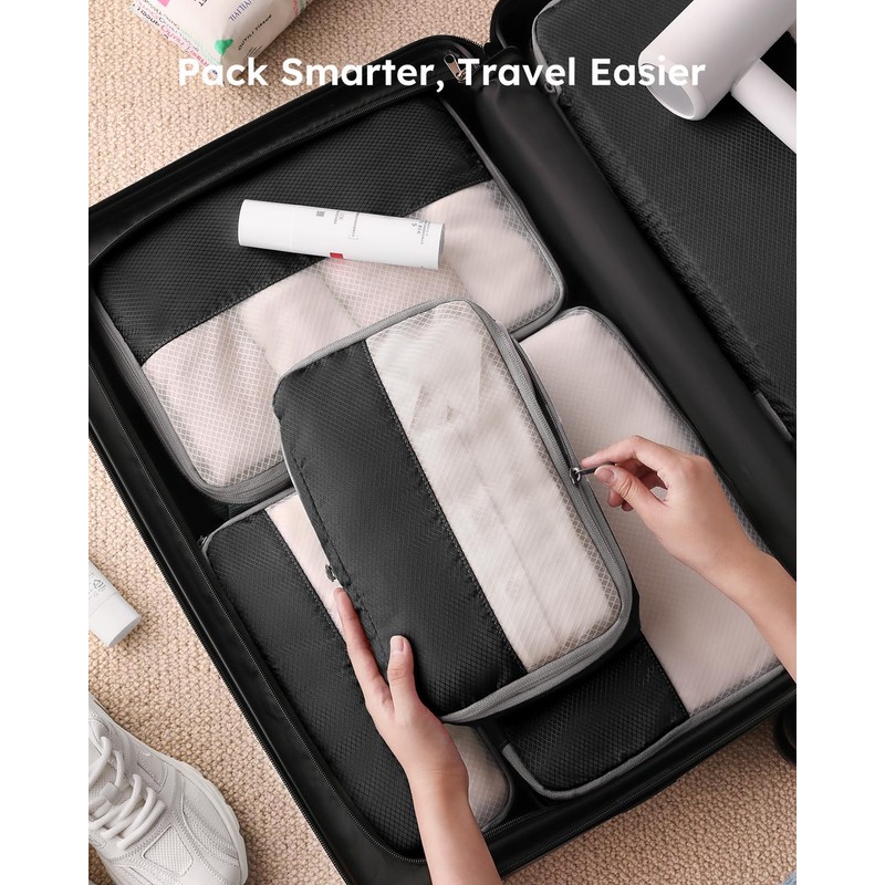 kookoomia 6-Piece Compression Suitcase Organiser Packing Cubes Compression Packing Cube