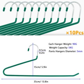 Roellgs 10-pack slacks rack, space-saving metal hanger, rubber coating, non-slip, 35 x 15 cm
