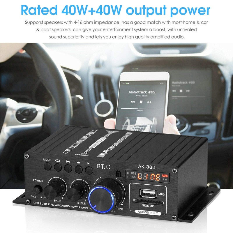Mini Bluetooth 5.0 Digital Amplifier - Stereo Home and Car