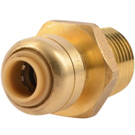 SharkBite 1/4 Inch x 1/2 Inch MNPT Reducing Adapter, Push to Connect Brass Plumbing Fitting, PEX Pipe, Copper, CPVC, PE-RT, HDPE, U110LFA
