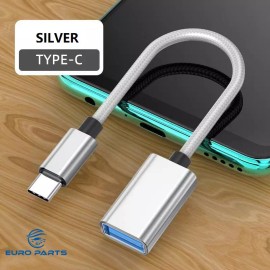Unbranded OTG Adapter Converter Cable USB-C 3.1 Type C Male to USB 2.0 Type-A Female - Silver