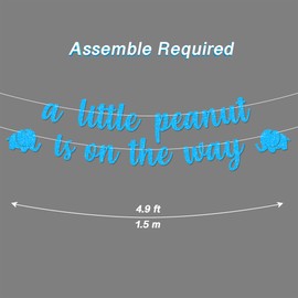Blue Elephant Baby Shower Decoration A little Peanut is on the Way Baby Shower Banner for Sweet Baby Boy Shower Decors