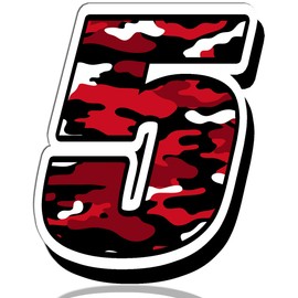 Biomar Labs® 1 x Vinyl Decal Sticker Red Military Camouflage Auto Moto Motocross Motosport Start Racing Number 5 Rally Race Car Bike Motorcycle Tuning N 225