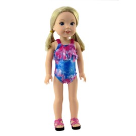 American Fashion World Tie Dye Swimsuit for 14-Inch Dolls | Premium Quality & Trendy Design | Dolls Clothes | Outfit Fashions for Dolls for Popular Brands
