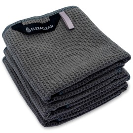 Elexaclean Tea Towels Soft Microfibre Tea Towels, Waffle Towels for the Kitchen 68 x 42 cm, Anthracite charcoal