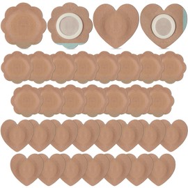 JayruiMice 30 Pcs Disposable Castor Oil Patches,Spunlace Absorbent Wrap,Highly Absorbent,Leak-Proof,Self-Adhesive,No Wash,Breathable(Oil Not Included) (Flower+Heart Shape,Skin Color)
