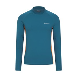 Mountain Warehouse Mens Long Sleeves Rash Vest - Quick Drying Rash Guard, Prevents Chafing, UPF50+ Sun Protection with Flat Seams - for, Swimming & Surfing Dark Teal S