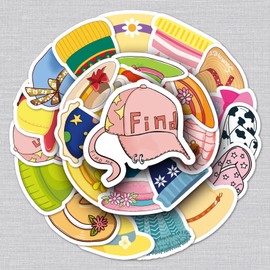 50 Pcs Hats Stickers for Kids Teens Adults Boys Girls,Stickers Pack for Laptop,Skateboard,Luggage,Car,Bike,Cup,Computer,Water Bottle Decor,Caps Vinyl Waterproof Sticker Decals