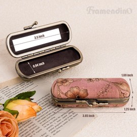Framendino, 2 Pack Lipstick Case with Mirror Vintage Storage Kiss Lock Mini Holder Container for Ladies Make Up Jewelry