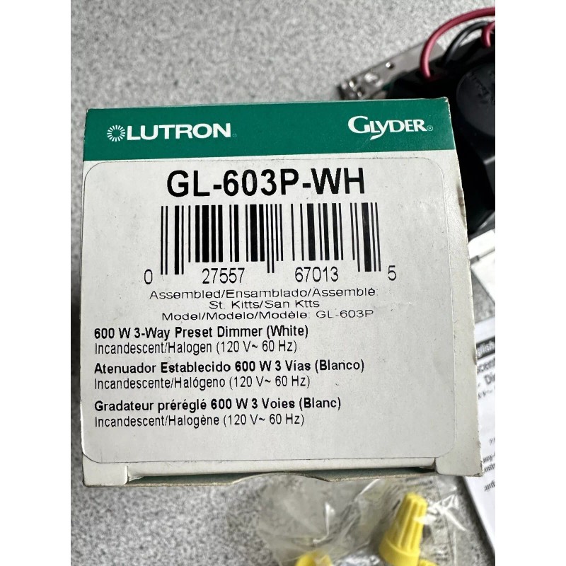 Lutron NEW LUTRON GL-603P-WH 600 WATT LINEAR SLIDE DIMMER SWITCH