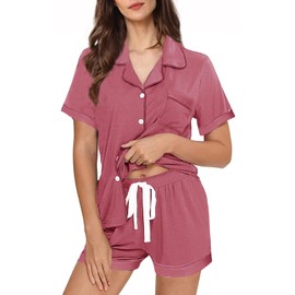 WJing Yi Jia Womens Pajamas Set XS-XXL Soft Pajama Sets Pjs Set Button Down Bride Knitted Pj Lounge Set Sleepwear Loungewear
