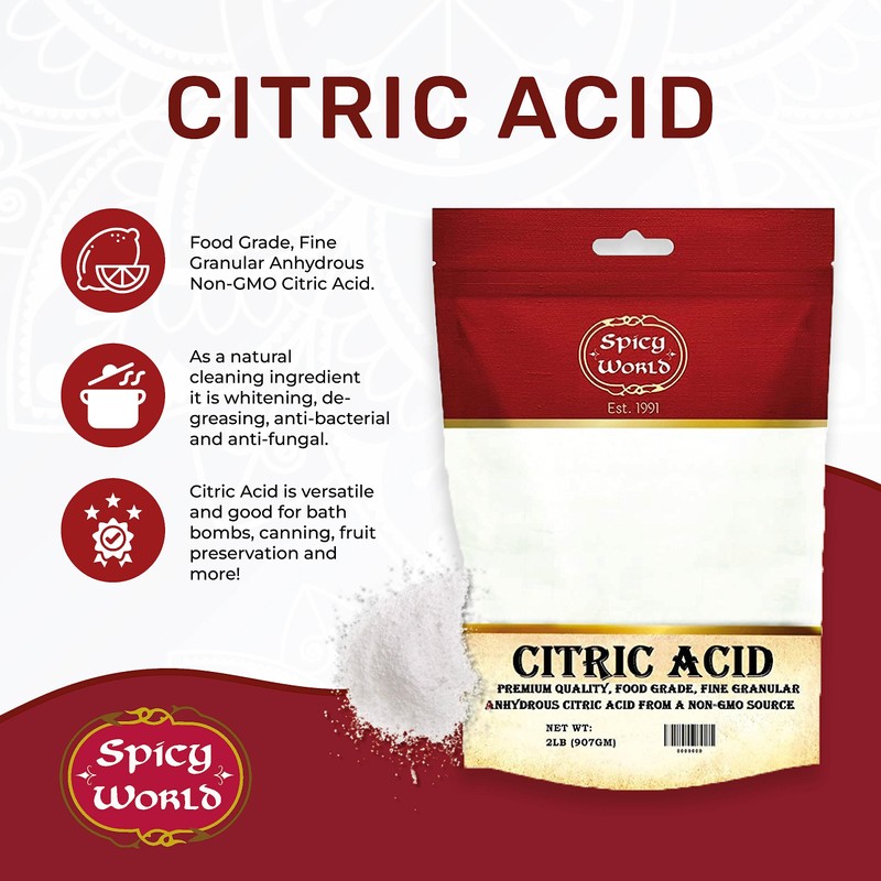 Citric Acid 2 LB Bag - 100% Pure, Food Grade