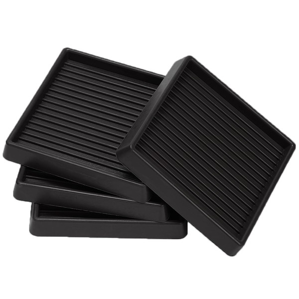 4x4 Square Rubber Furniture Caster Cups, Anti-Sliding Furniture Pads Bed