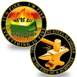 Dumpster Fire Challenge Coin, Colorful Fine Mini Dumpster Fire Coin, A Funny and Inspirational Office Gift for Men Women Colleagues