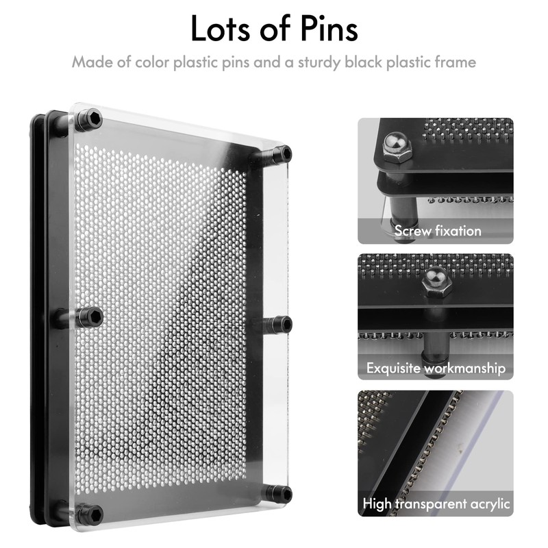 3D Pin Art Toy, Large Size 6” X 8”Unique Metal