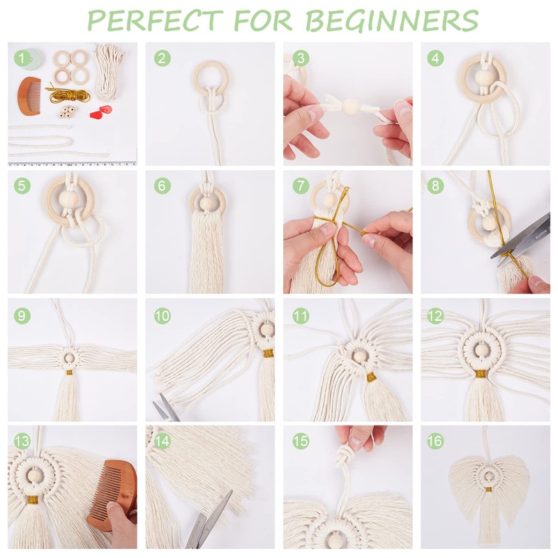 FREEBLOSS 3 Set DIY Macrame Angel Kit Angel Hanging Ornament
