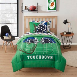 Kids Bedding Set Bed in a Bag for Boys and Girls Toddlers Printed Sheet Set and Comforter, Twin, Football