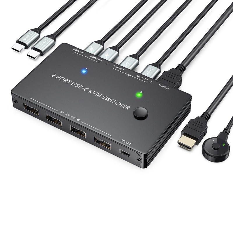 Type C KVM Switch 2 In 1 Out 10Gbps 3840x2160