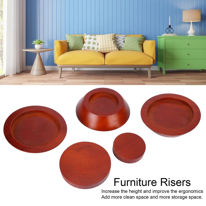 5PCS/Set Non Slip Furniture Leg Mat Wood Risers Lifts Height
