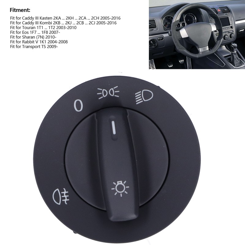Headlight Switch Fog Lamp Control 1K0941431BB Replacement Fit for Touran/Eos/Sharan/Rabbit