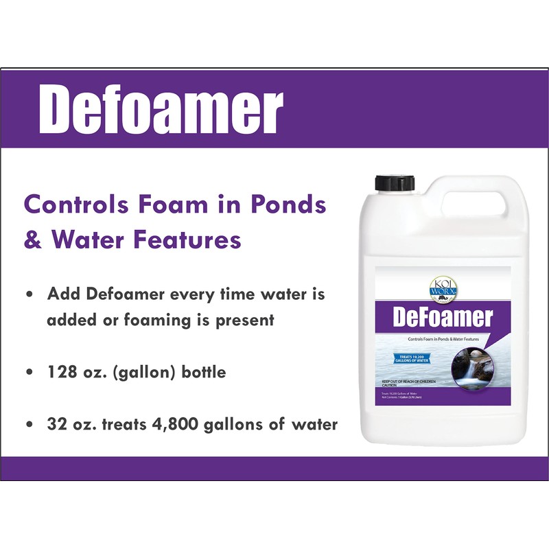 KoiWorx Defoamer - Gallon- Removes Foam from Decorative and Ornamental