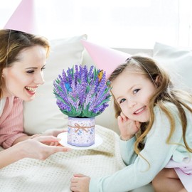 3D Pop Up Cards, Lavender Pop Up Flower Bouquet Greeting Card with Envelope Message Cards for Mother, Wife, Teacher, Birthday Card, Anniversary Card, Valentine's Day, Weddings (Lavender)